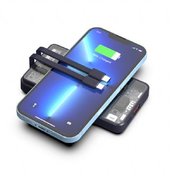 Tranparent Magnetic wireless powerbank with cable